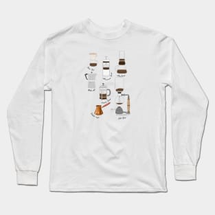 Coffee Pattern List Vintage Retro Japan Long Sleeve T-Shirt